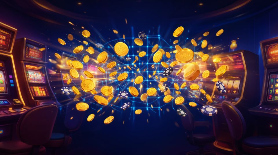 casino game math model design with slot reels and probability grid