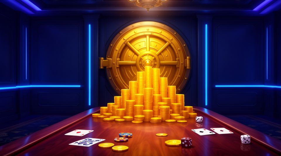 online casino startup cost budget stacks of chips and vault