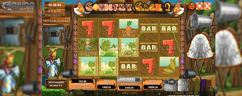 country cash 2 freespins