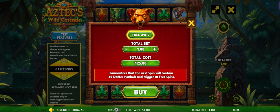 aztecs wild cascade buy feature