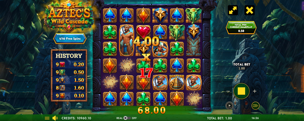 aztecs wild cascade free spins