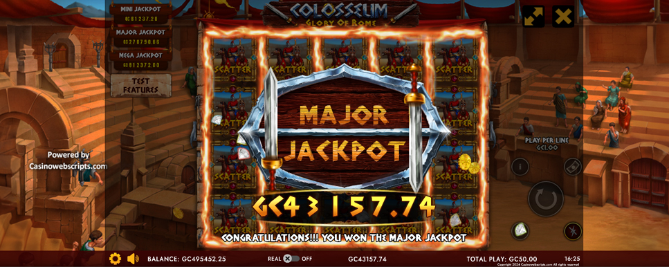 colosseum glory of rome jackpot