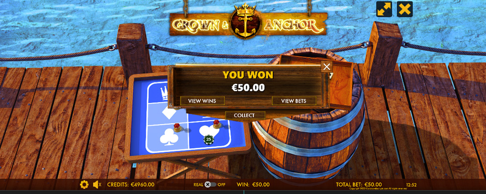 crown and anchor win