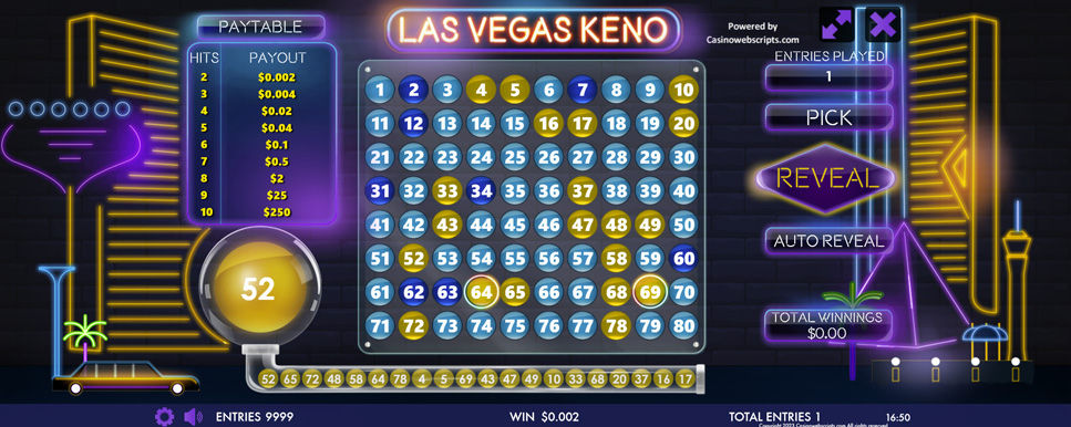 las vegas keno sweepstakes