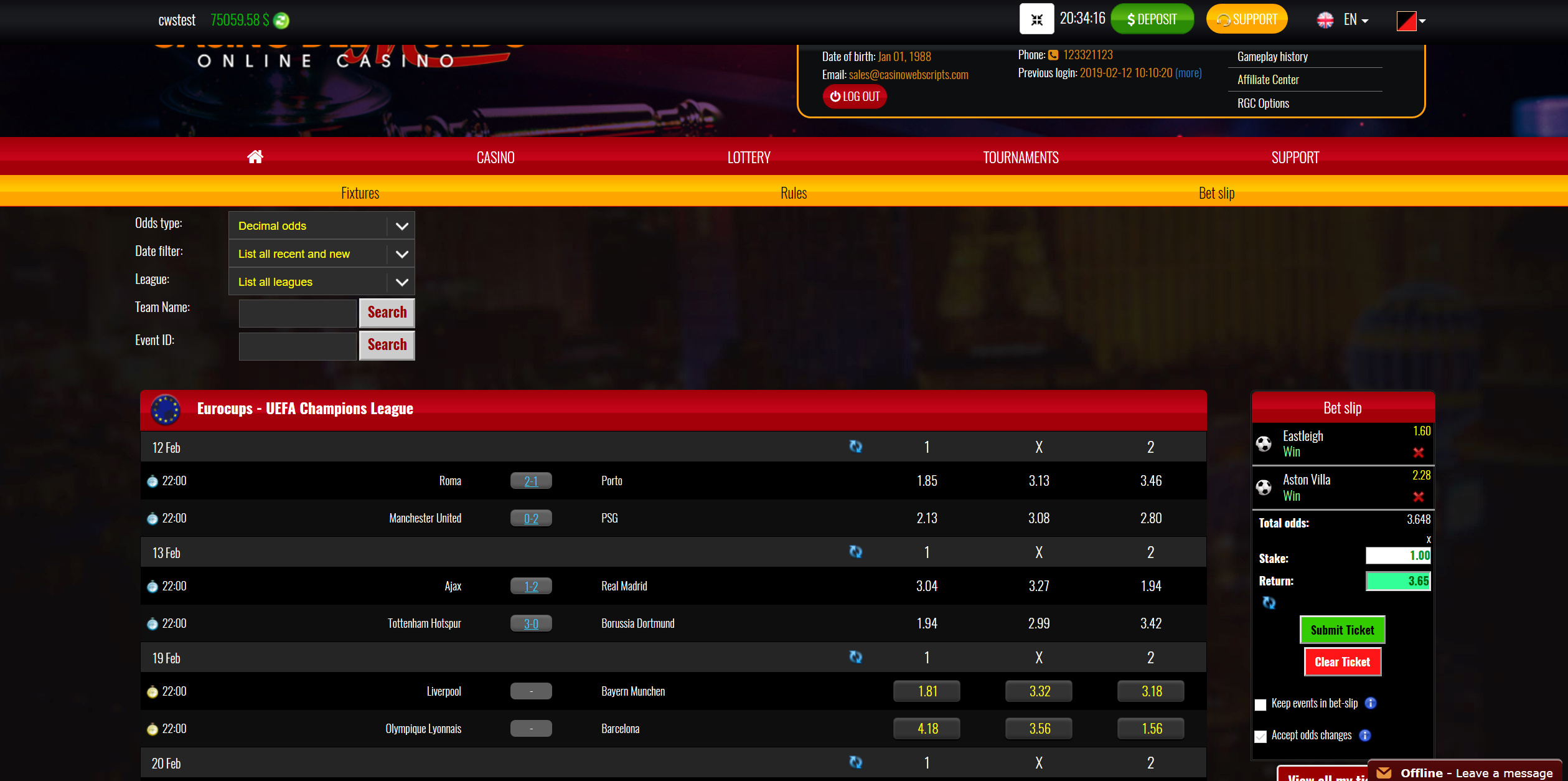 Sportsbook preview Sportsbook preview