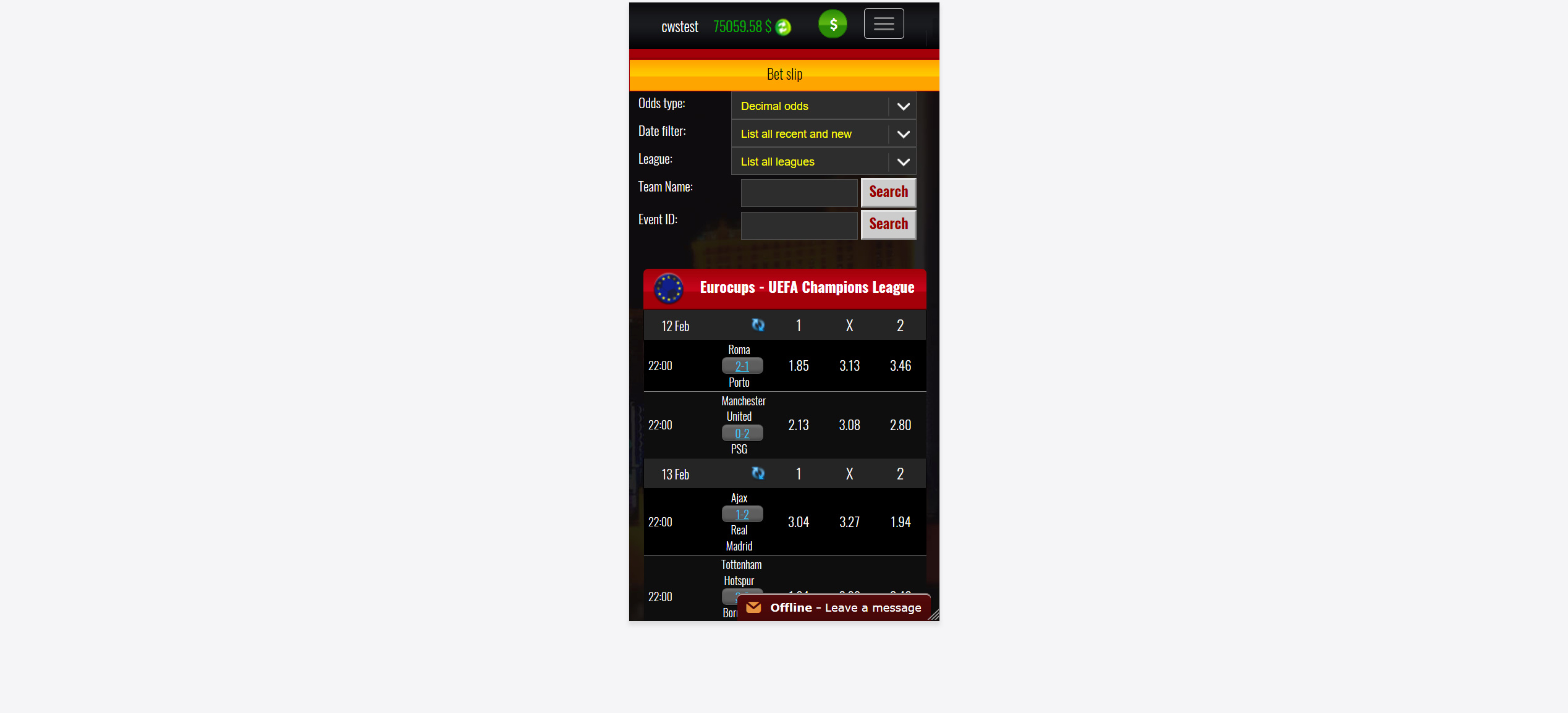 Sportsbook preview Sportsbook preview