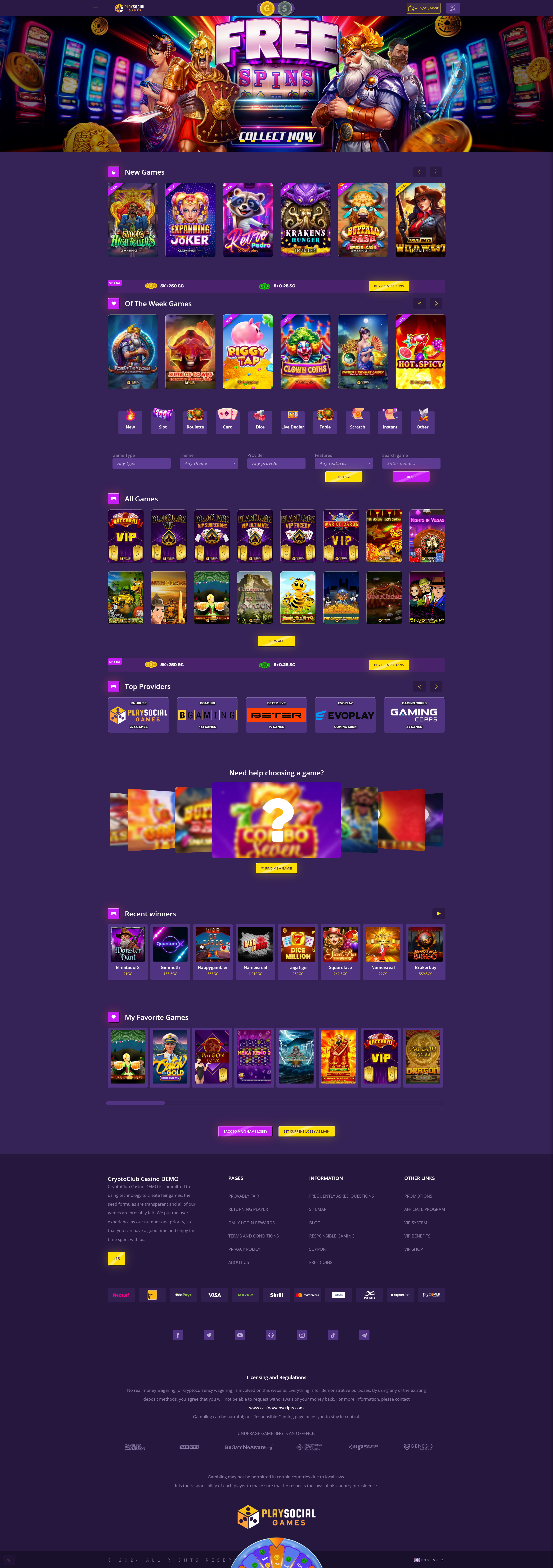 Live Casino Demo Template Dark Royal Purple