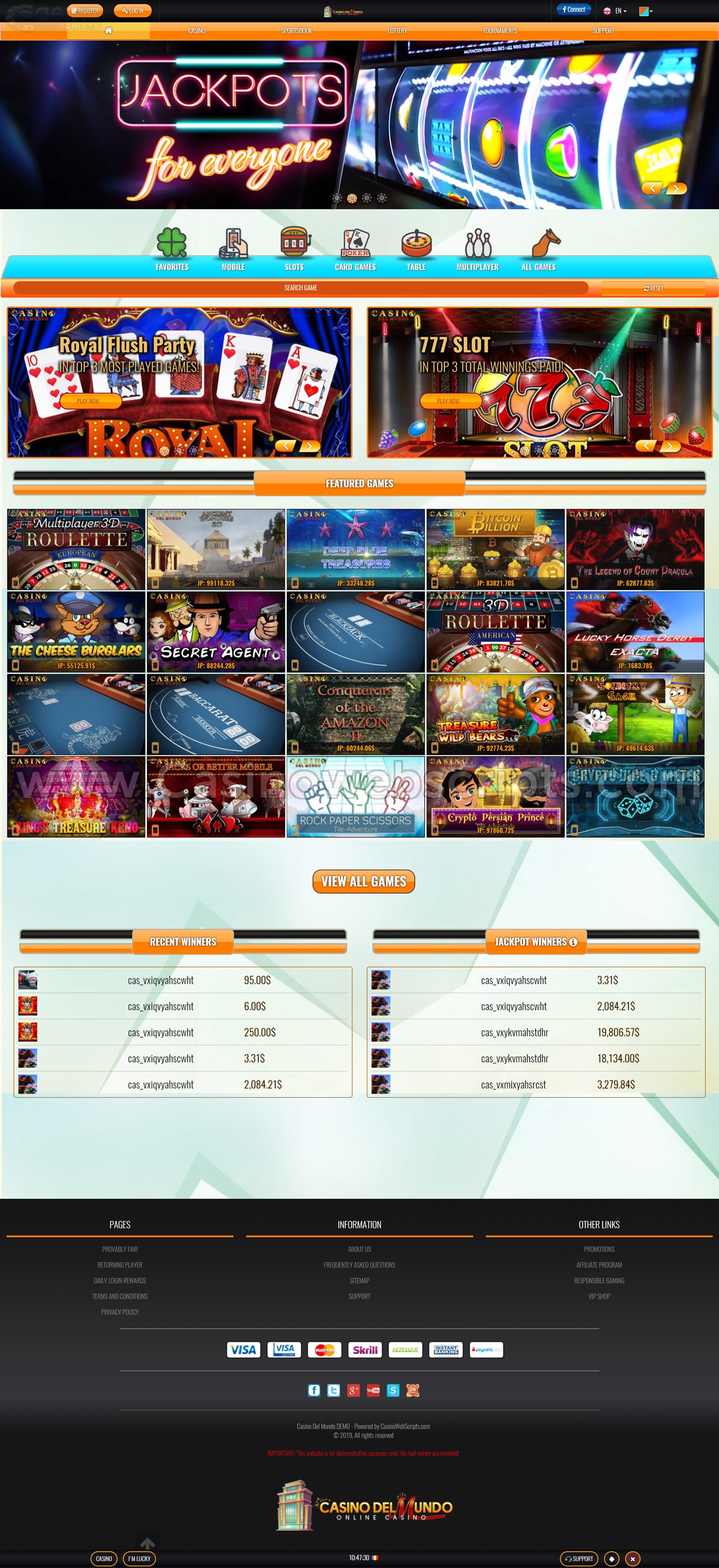 Try our casino website demo