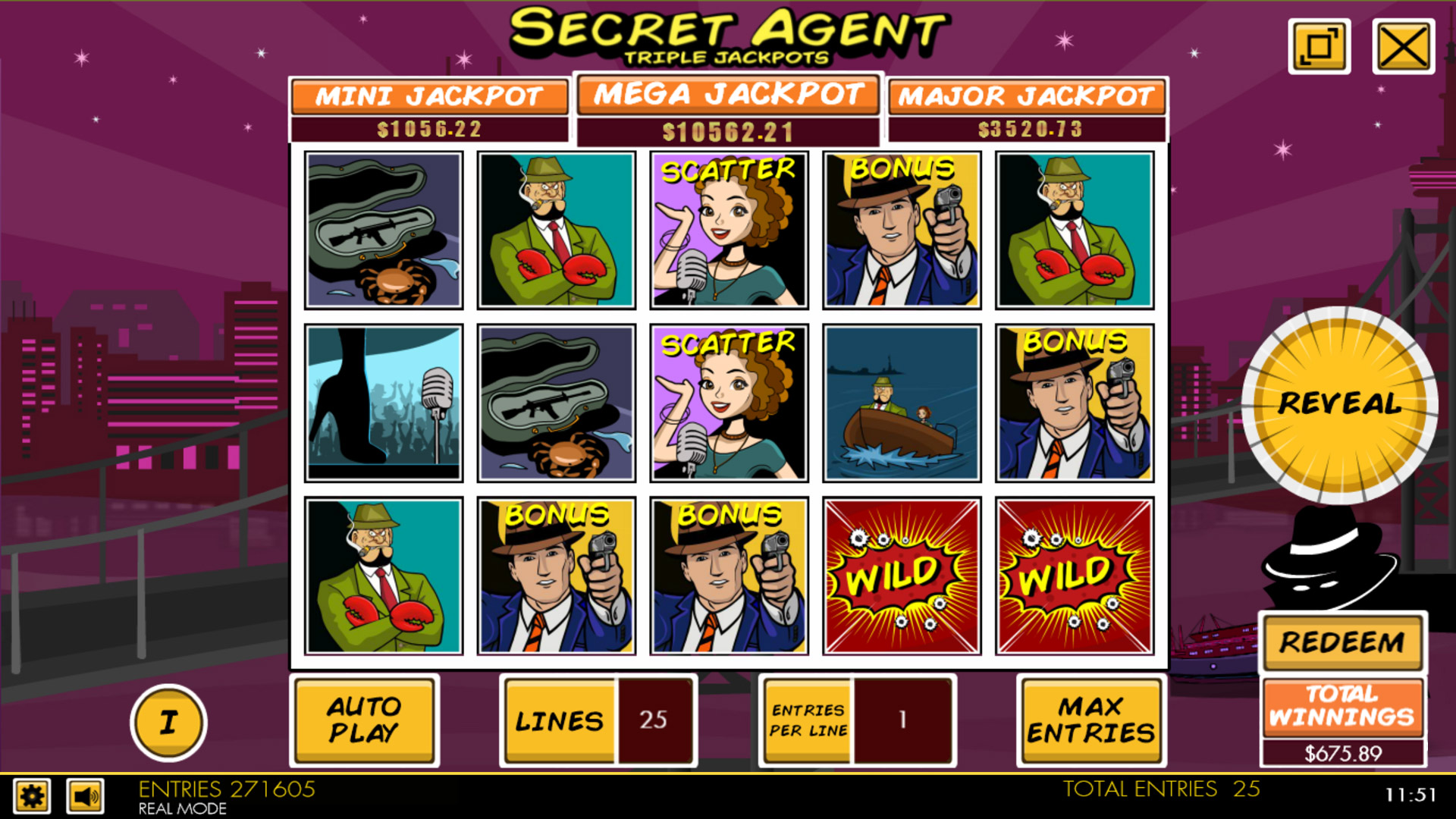 Secret Agent Triple Jackpot HTML5 Mobile and PC Preview Pic Main Screen 1