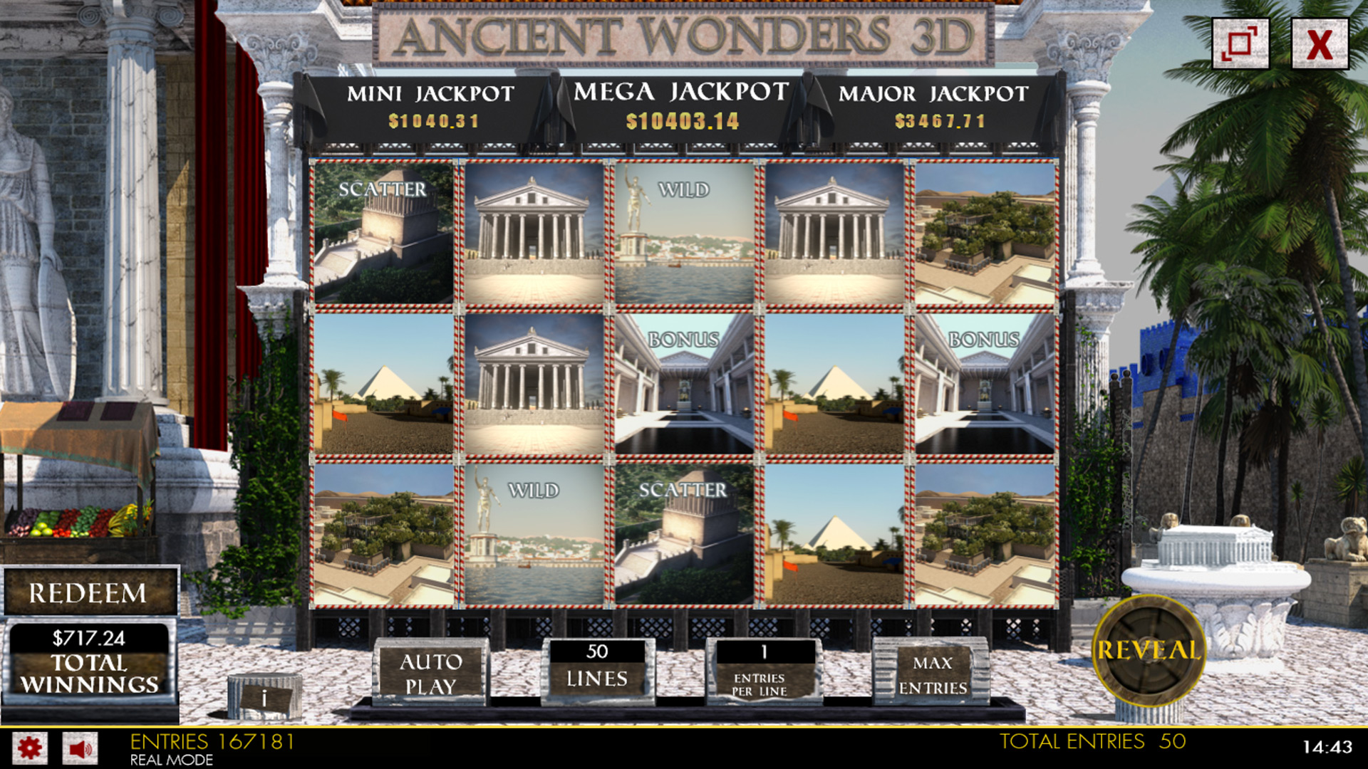Ancient Wonders Slot 3D Mobile and PC Preview Pic Main Screen 1