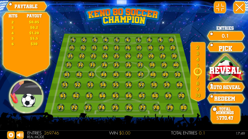 Keno 80 Soccer Champion Mobile and PC Preview Pic Main Screen 1