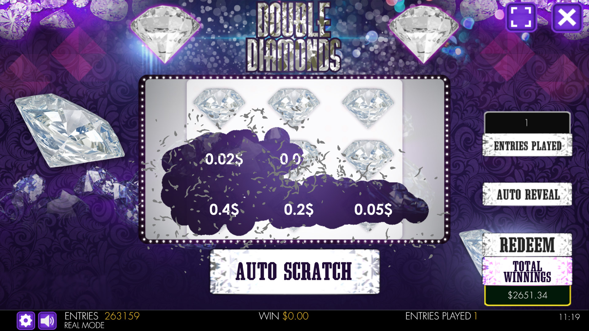 Double Diamonds Scratch Card Mobile and PC Preview Pic Main Screen 1