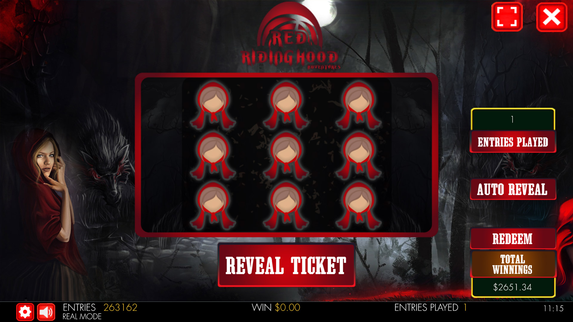 Red Riding Hood Adventures Scratch Card Mobile and PC Preview Pic Main Screen 1