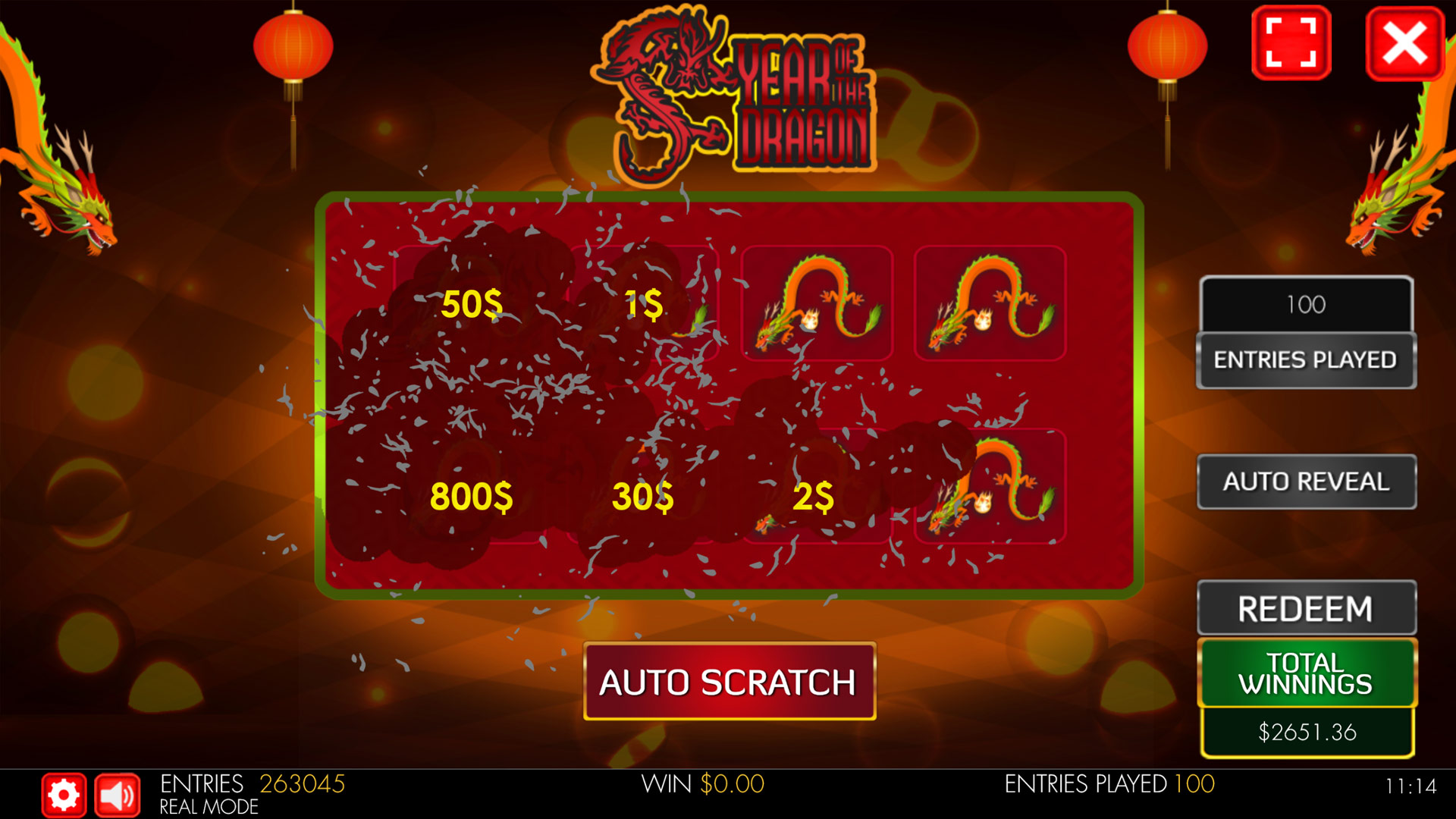 Year of the Dragon Scratch Card Mobile and PC Preview Pic Main Screen 1